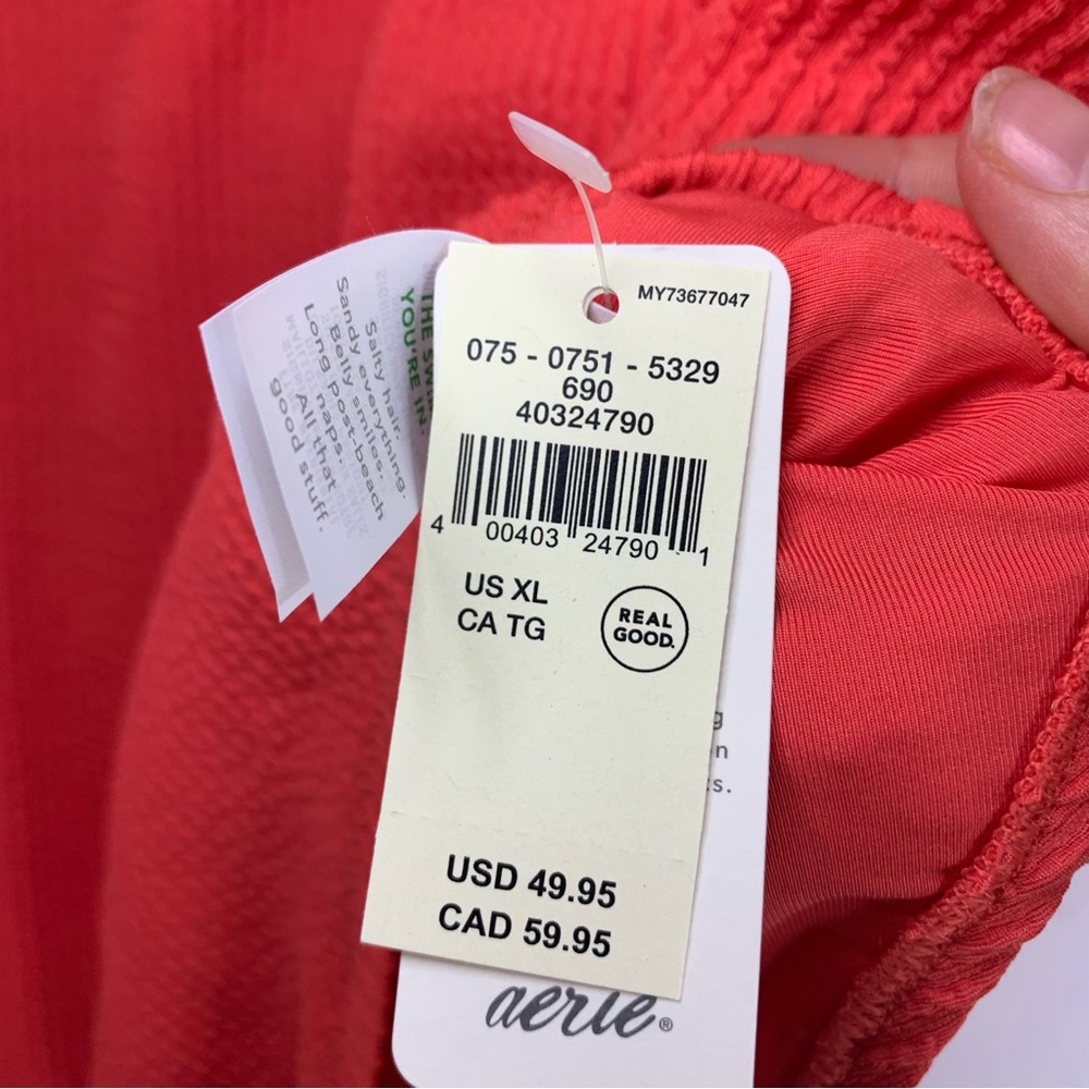 NWT Aerie Crinkle Birthday Scoop Cheekiest One Piece Red Swimsuit, size M & XL - Picture 11 of 12